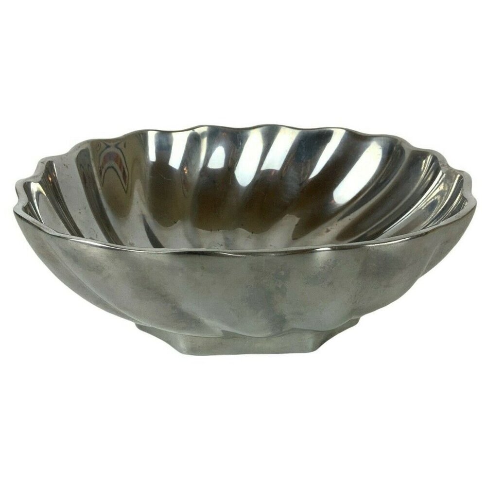 Wilton Armetale Pewter Scalloped Square Fluted Eddy Serving Bowl